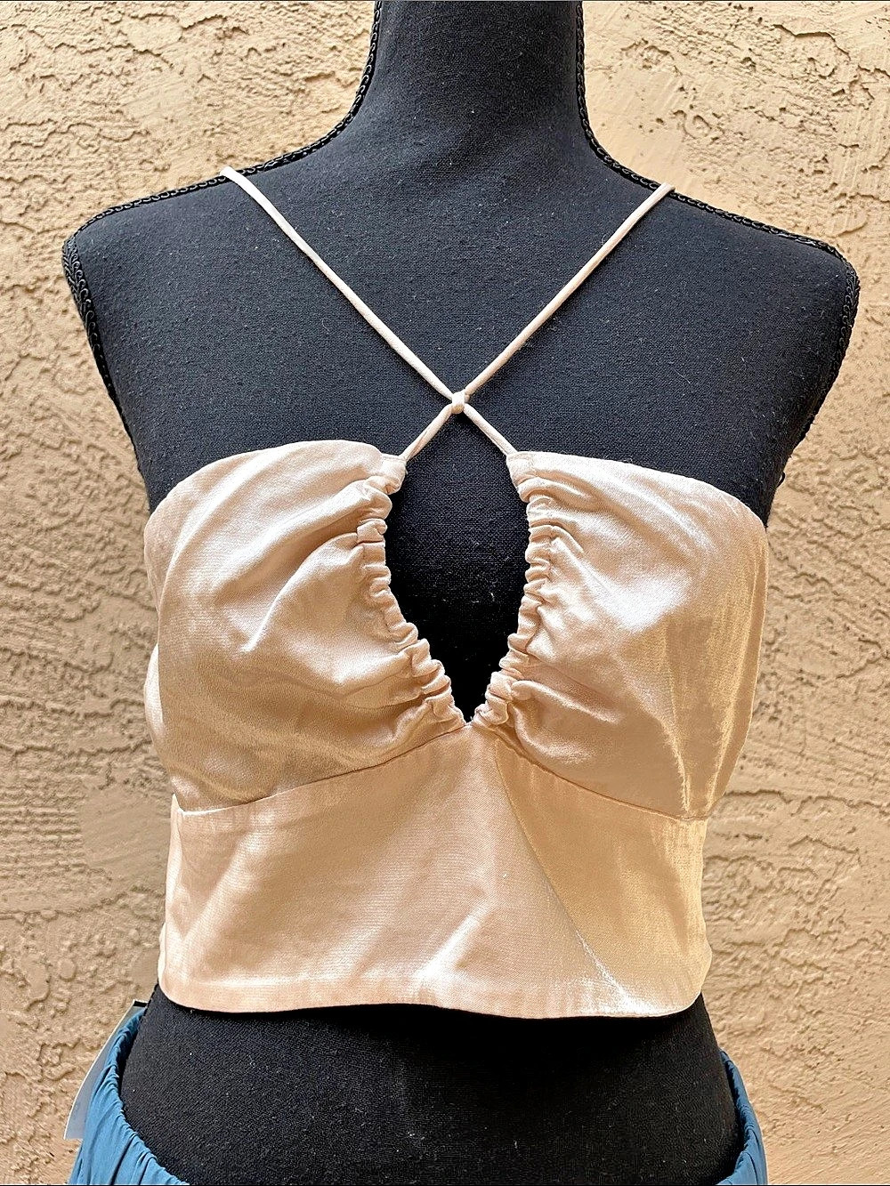 ZARA Satin-Look Ruched Crop Top in Pink Size Medium